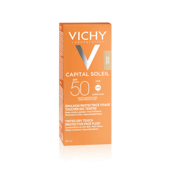 Vichy Capital Soleil Tinted Dry Touch Protective Face Fluid For Combination To Oily Skin SPF 50+ 50ml