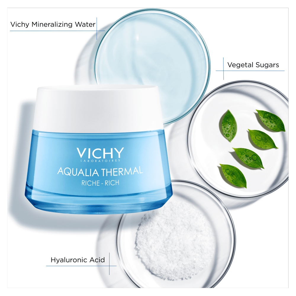 Vichy Aqualia Thermal Rich Face Cream Moisturizer for Dry Skin with Hyaluronic acid 50ml